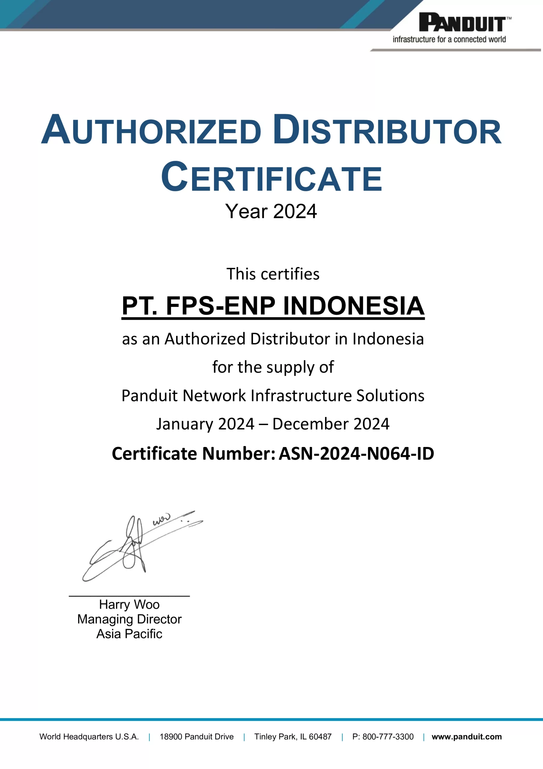 Sertifikat Panduit 2024