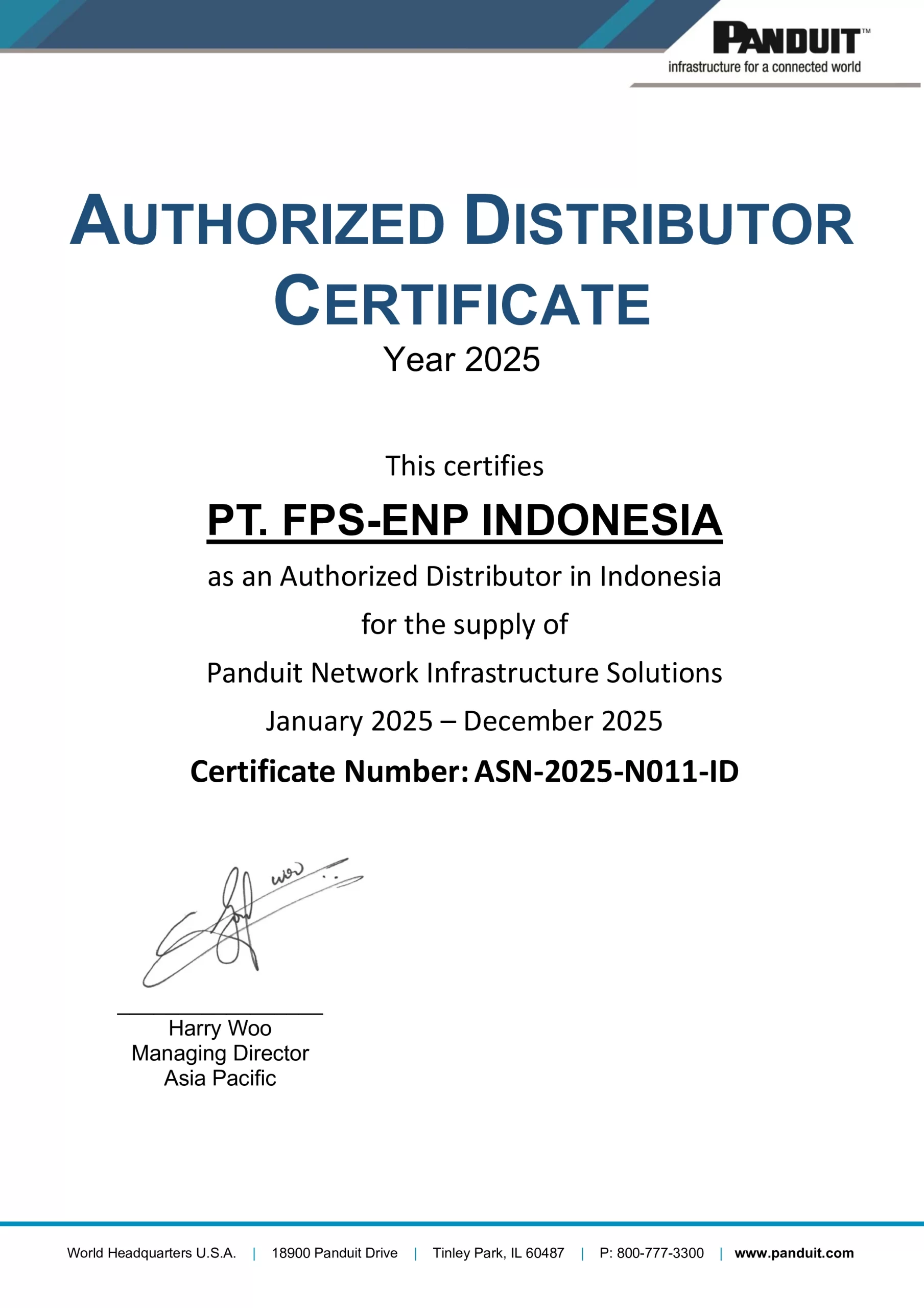 Sertifikat Panduit 2025